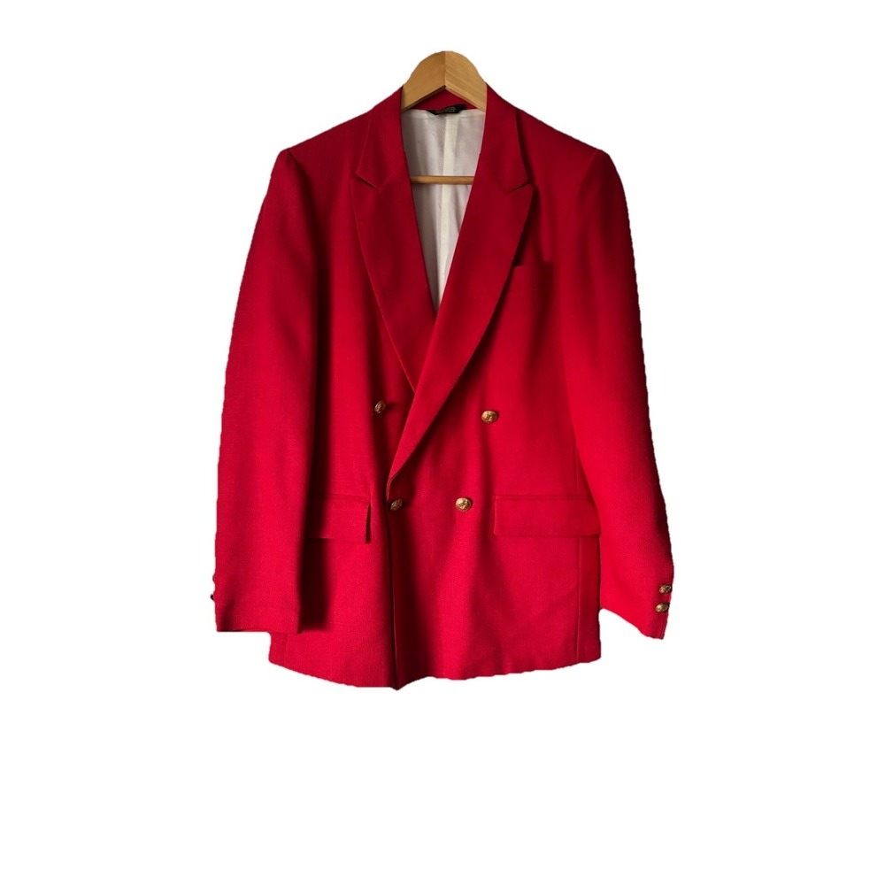 Vintage Women's Double Breasted Blazer Red Lightweight Gold Buttons